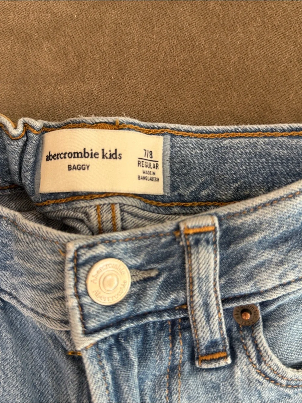 abercrombie kids Light Blue Baggy Jeans with Contrast Stitching
